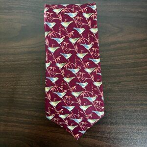 Tiffany & Co. Burgundy Tie with Bird Pattern